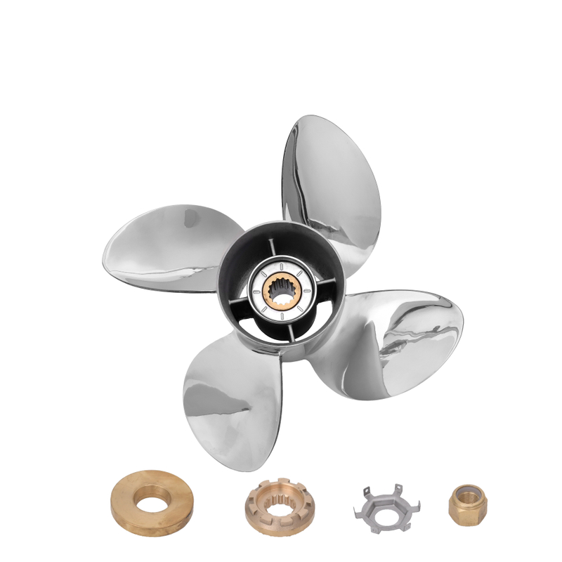 Interchangeable 40-140HP 4 blades Outboard Propeller 13 x 19 for Mercury 15 Teeth RH 